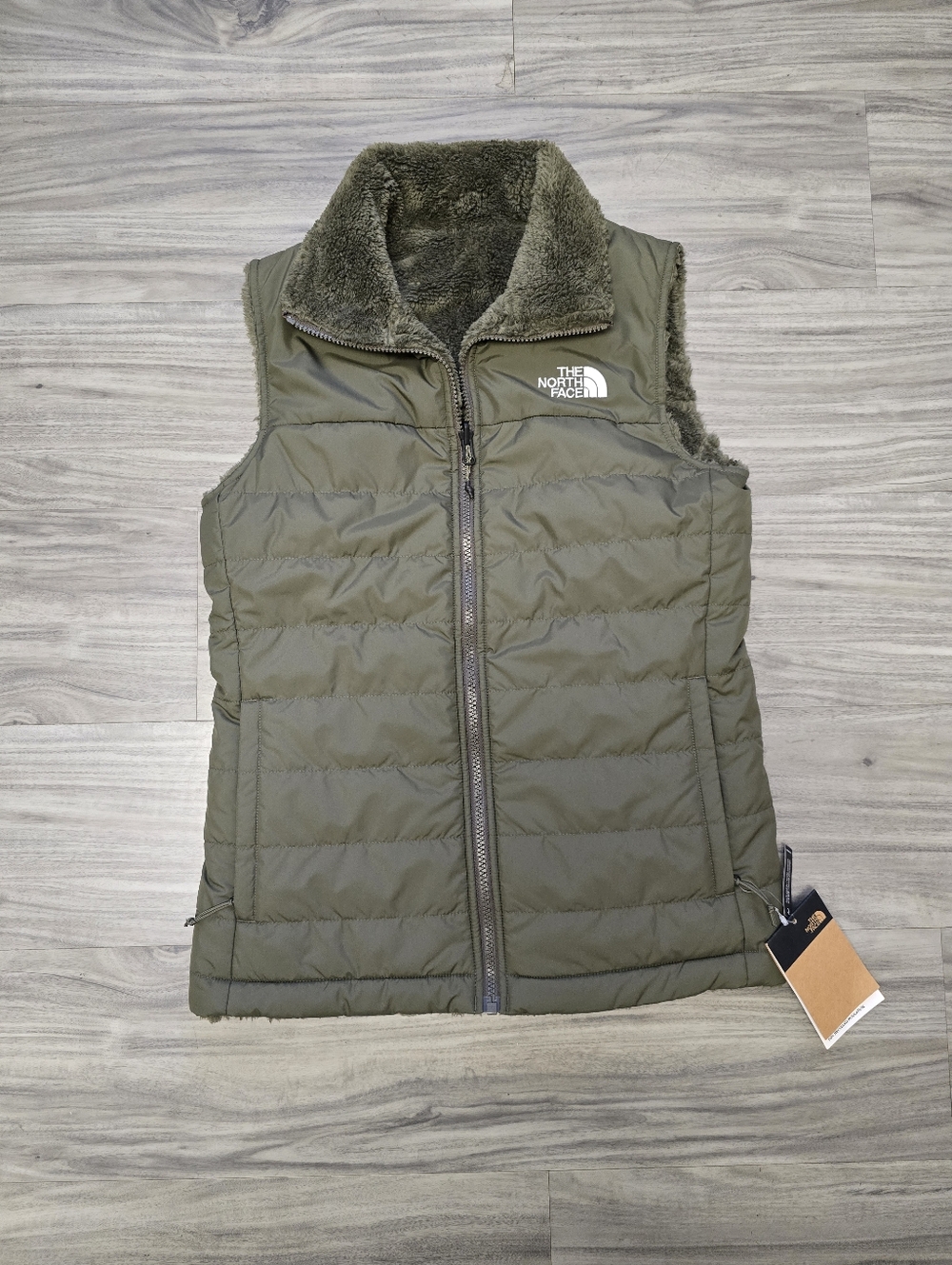 The North Face New Taupe Green Reversible Vest
